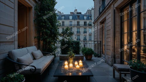 Charming Candlelit Terrace in Luxurious French Apartment
