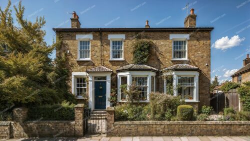 Timeless English Brick House with Beautiful Blue Door