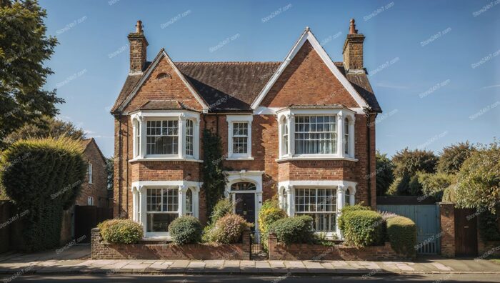 Red Brick Double-Fronted House with Bay Windows