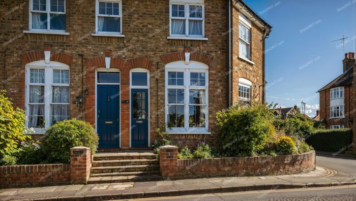 English Townhouse with Blue Doors and Garden