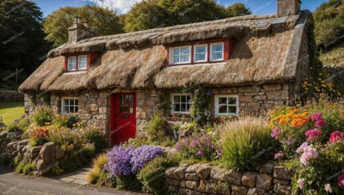 Rustic Scottish Stone Cottage with Charming Thatched Roof