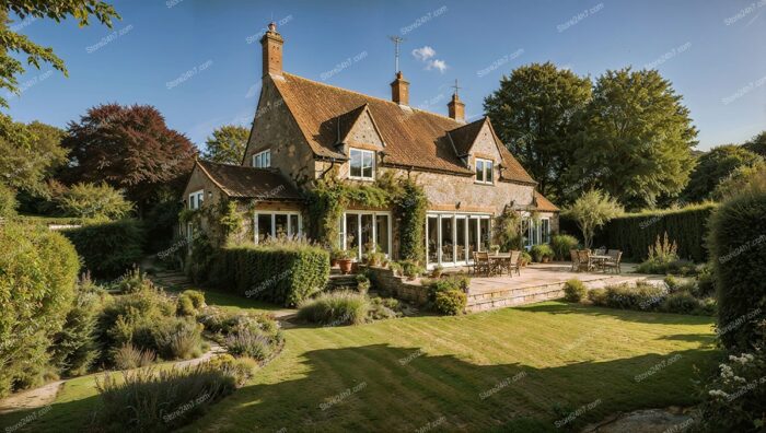 Beautiful Countryside House Surrounded by Lush Gardens