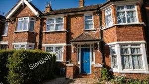 Historic Red Brick Home with Blue Front Door