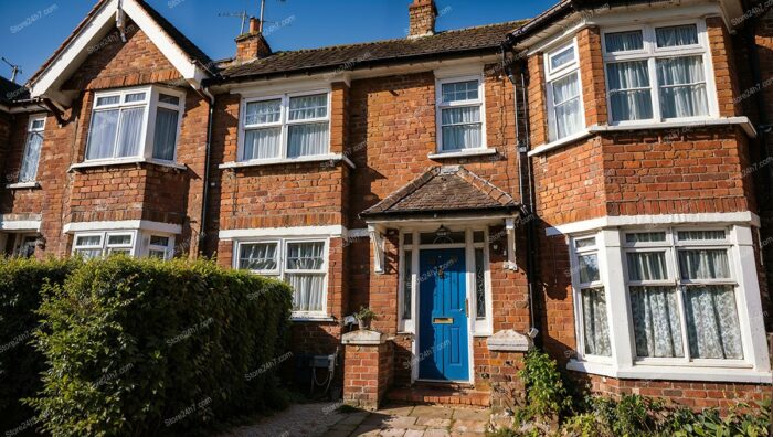 Historic Red Brick Home with Blue Front Door