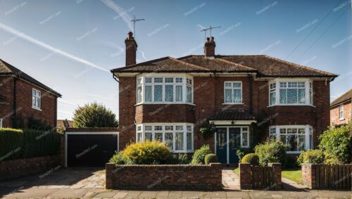 Red Brick House with Double Bay Windows