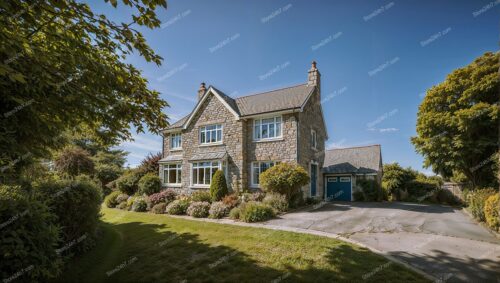 Quaint Stone-Fronted English House with Blue Accents