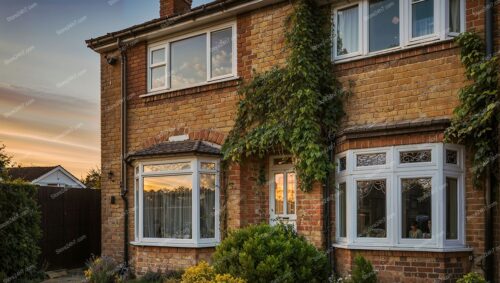 Brick House with Ivy in English Sunset