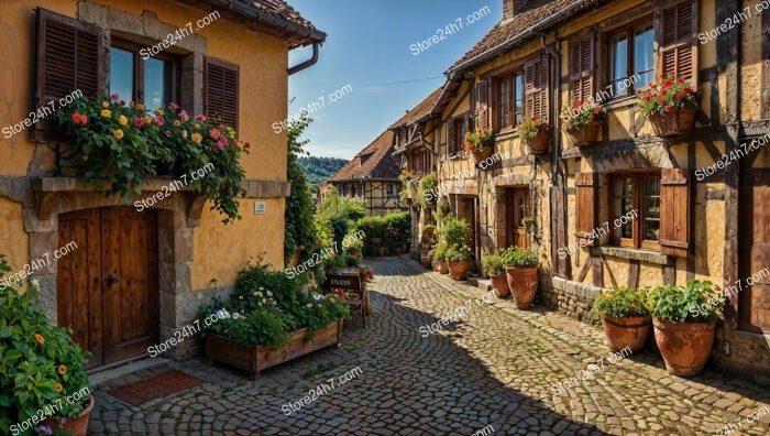 Alsace Home with Flower-Filled Cobblestone Courtyard