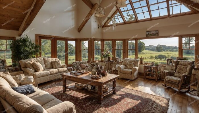 Charming UK Estate with Sunlit Garden View Veranda
