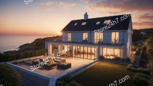 Modern Family Home Overlooking the English Channel Sunset