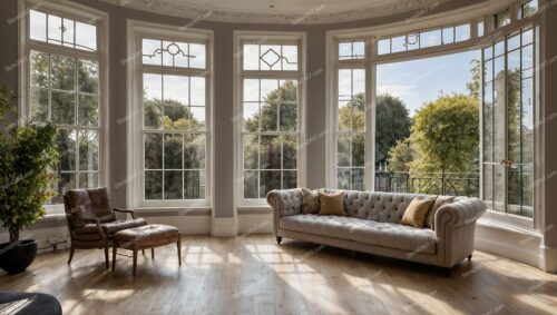 Charming London Mansion: Elegant Windows with Scenic View