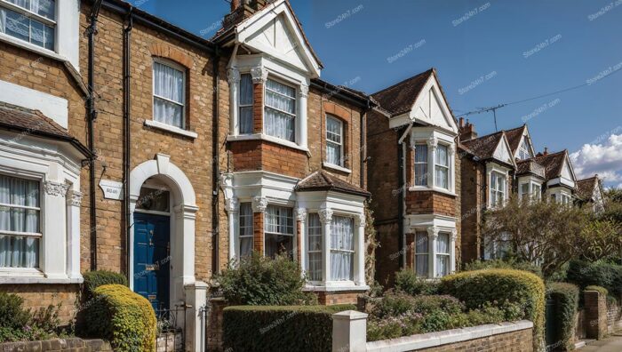 Quaint Row of Brick Houses in London