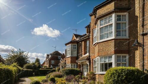 Quaint English Row Houses with Lush Gardens