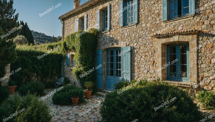 Charming Stone House with Blue Shutters in Provence, France