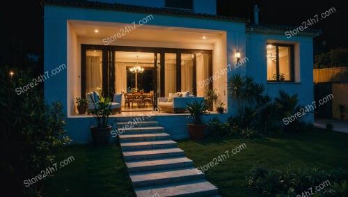 Elegant Nighttime Villa with Inviting Patio, Nice