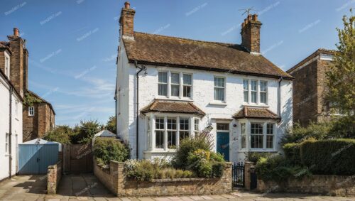 Charming English Cottage with White Brick Facade
