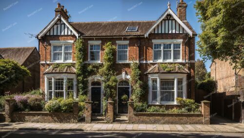 Quaint English House with Ivy-Covered Facade