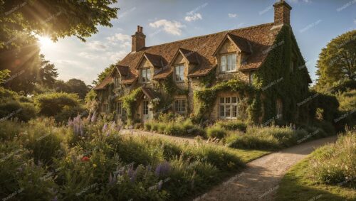 English Cottage with Enchanting Garden Pathway