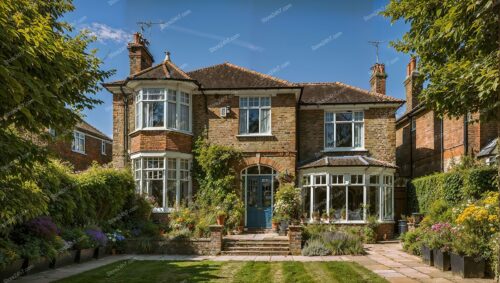 Elegant Red Brick House with English Garden