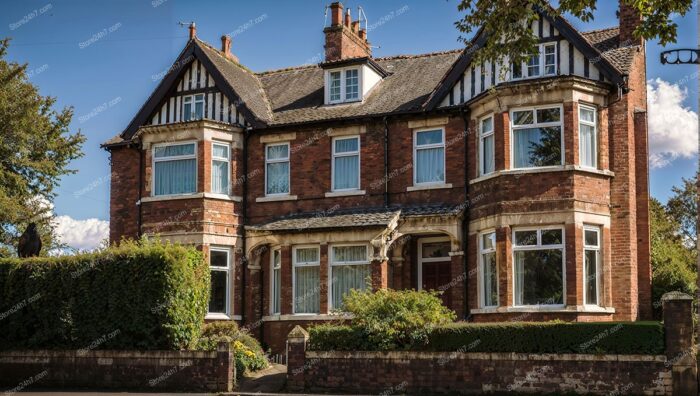 Brick House with Bay Windows and Ivy