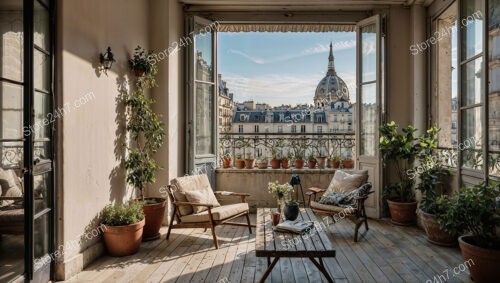 Luxurious Parisian Apartment Terrace with Stunning City View