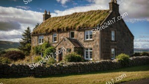 Charming Stone Cottage with Lush Green Roof in Scotland