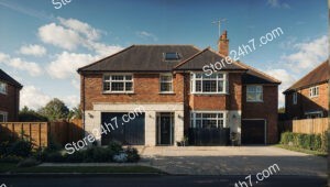 Spacious Red Brick House with Black Door