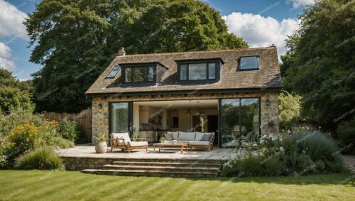 Modern English Cottage with Expansive Garden and Patio