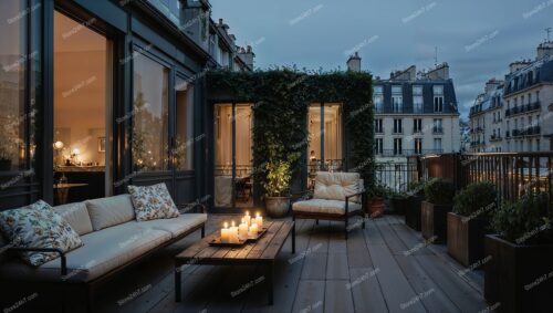 Elegant Terrace in a Luxurious Parisian Apartment
