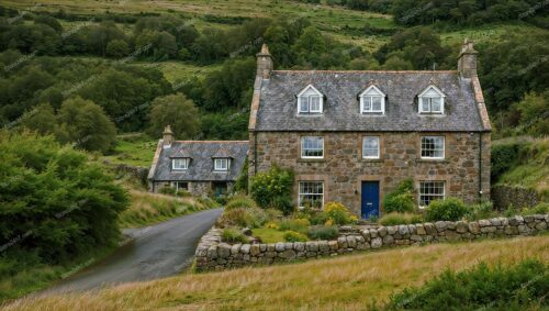 Traditional Stone House Nestled in Scottish Countryside