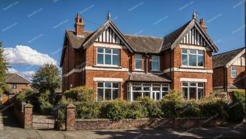 Classic English House with Red Brick Facade