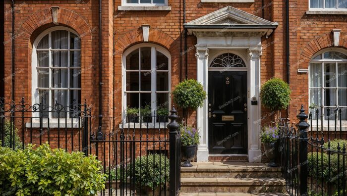 Elegant Black Doorway of Charming UK Townhouse