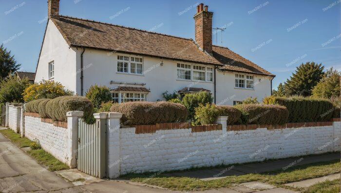Traditional English Countryside Home with White Picket Fence