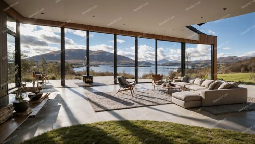 Modern Scottish Home with Panoramic Lake and Mountain Views