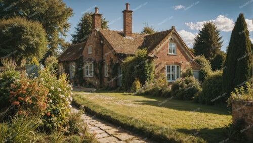 Idyllic English Cottage with Lush Greenery and Charm