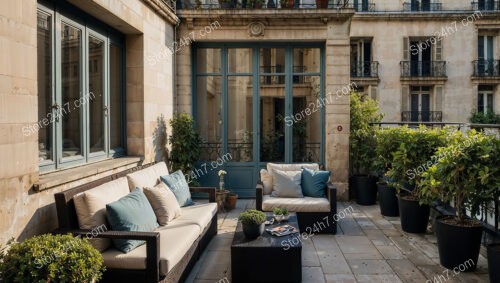 Elegant Urban Terrace in Luxurious French Apartment