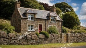 Historic Stone Cottage with Red Door in Scotland