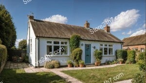 Charming English Cottage with Inviting Blue Door