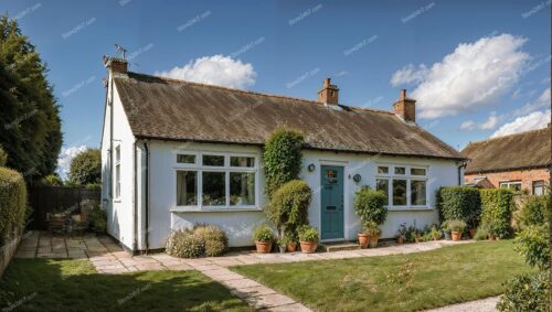 Charming English Cottage with Inviting Blue Door