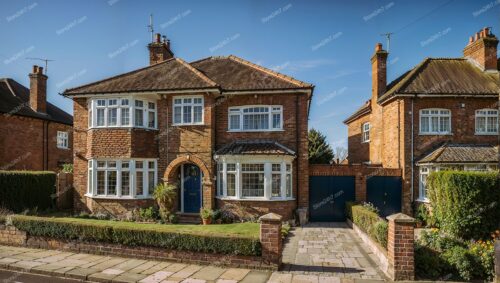 Elegant Brick Home with Blue Front Door