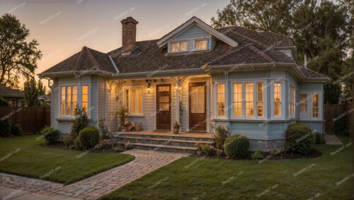 Cozy English Duplex House at Sunset Glow