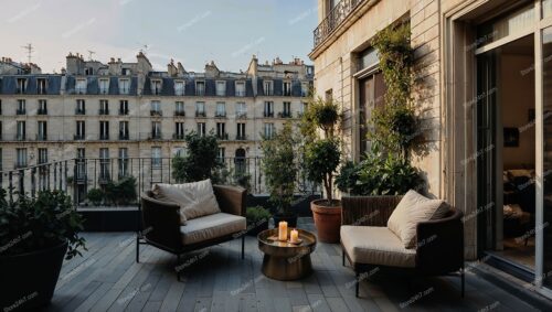 Parisian Luxury Apartment Terrace with Scenic City Views