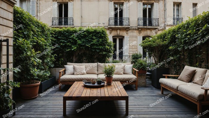 Charming Urban Terrace in Luxurious French Apartment
