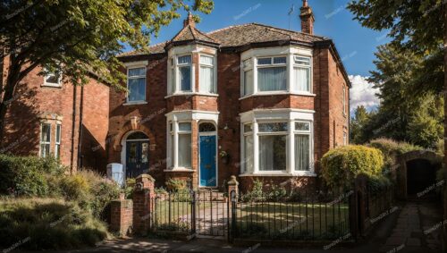 Elegant Red Brick Home with Bay Windows