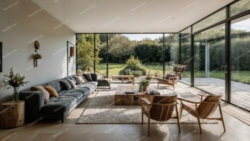 Contemporary UK Estate with Stunning Garden View Veranda