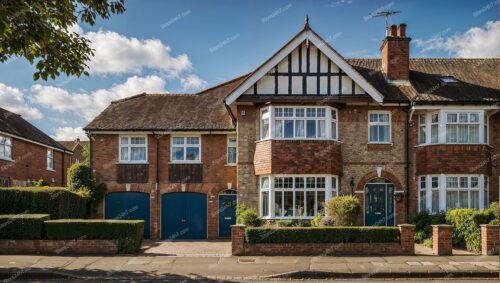 Elegant English Home with Dual Blue Doors