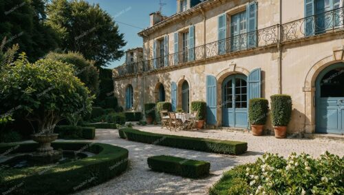 Elegant French Country Estate with Blue Shutters