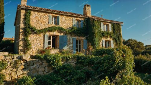 Historic French Stone House with Lush Green Surroundings