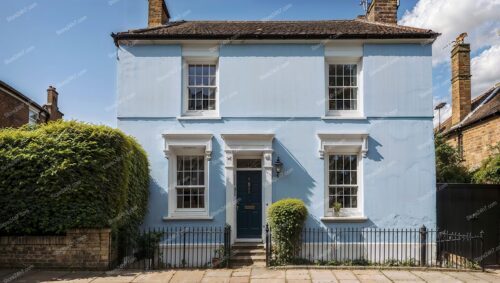 Quaint English Cottage with Blue Exterior and Door