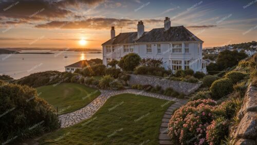 Coastal Home Overlooking the English Channel Sunset
